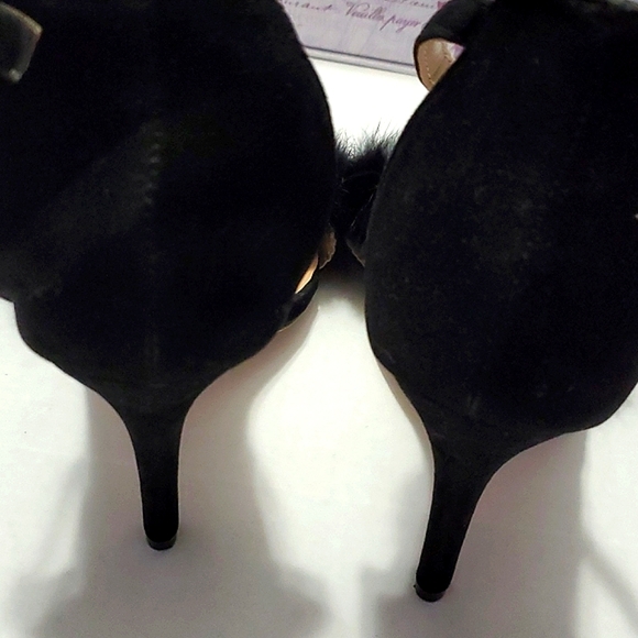 Chase & Chloe Edward Black Fluffy Fuzzy Party Evening Heels 7 - Picture 4 of 12